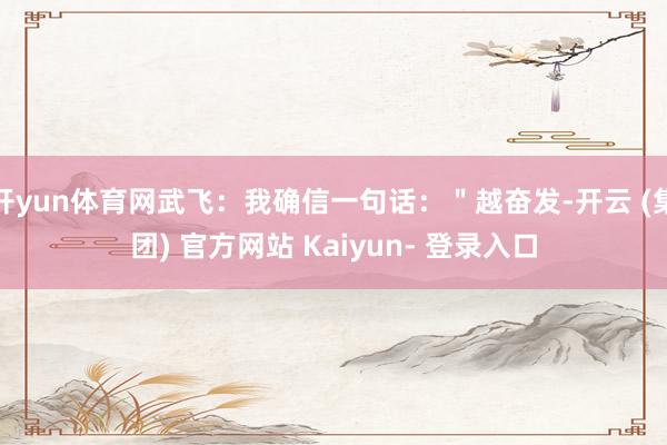 开yun体育网武飞:我确信一句话:"越奋发-开云 (集团) 官方网站 Kaiyun- 登录入口